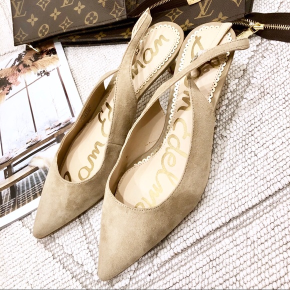Sam Edelman Ludlow Kitten Heel Oatmeal Suede 5.5 - Picture 5 of 8